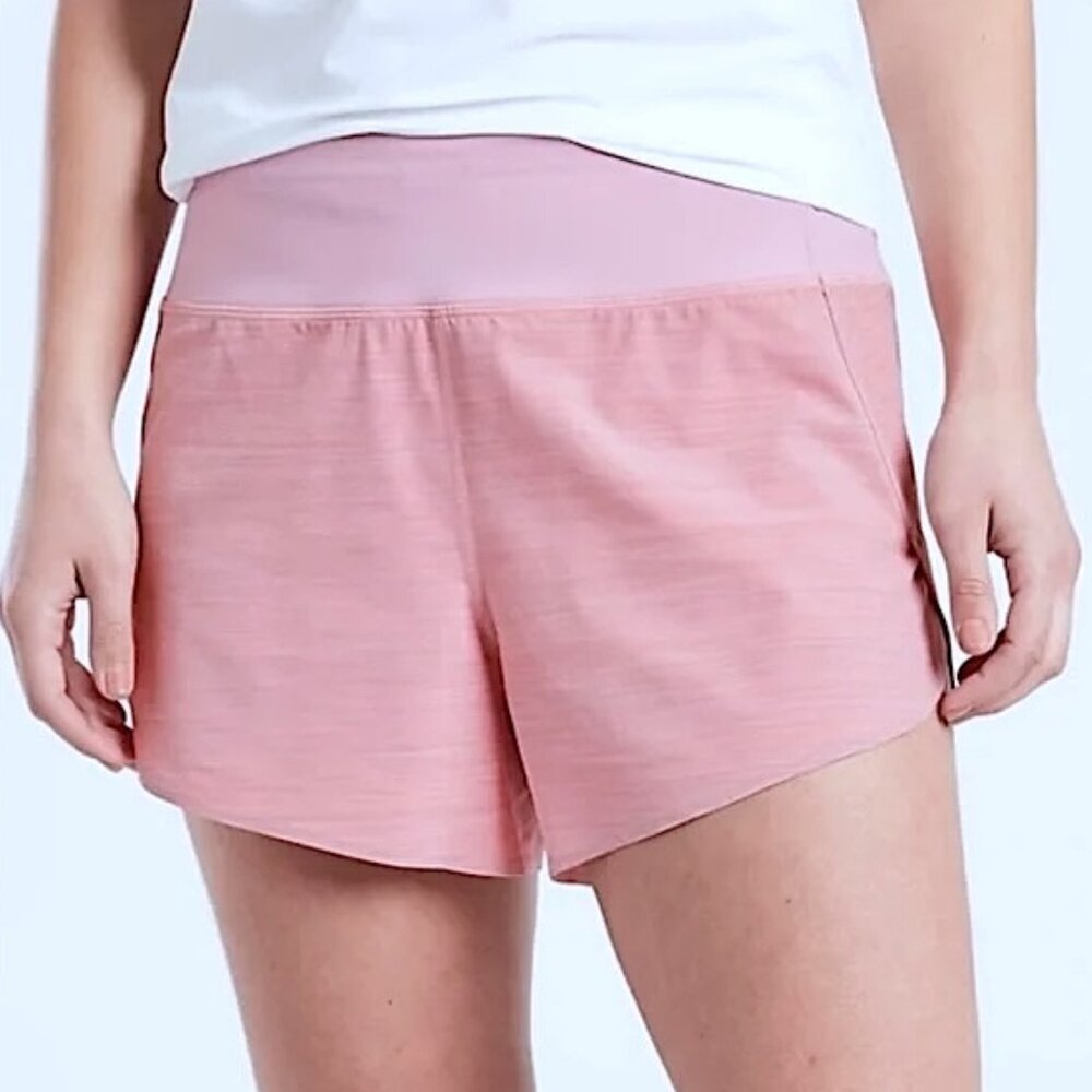Athleta Run With It Textured 3.5” Shorts Space Dye Begonia Size XL